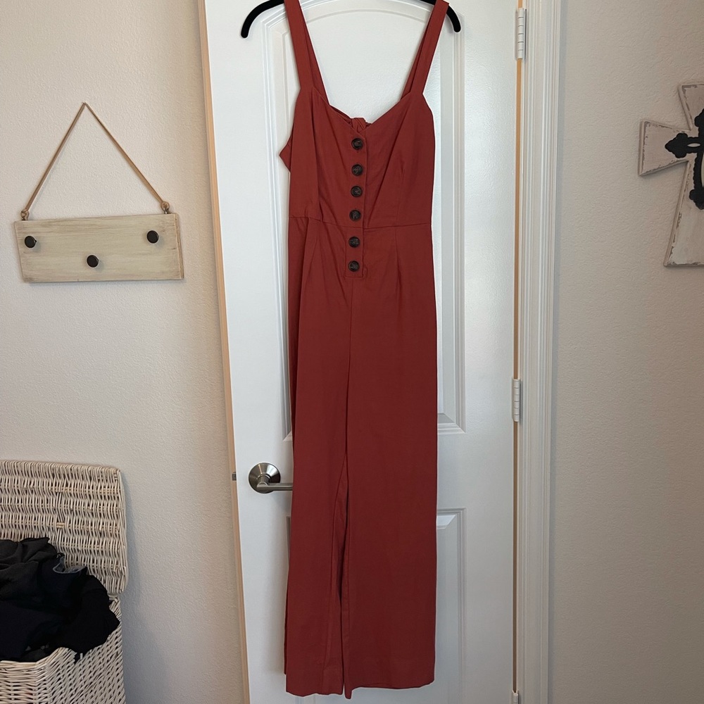 American Threads burnt orange jumpsuit.